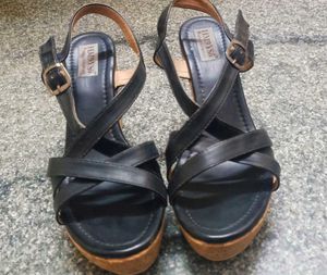 Black Platform Wedge Sandals