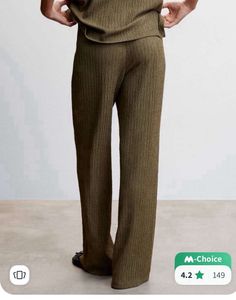 Mango Olive Green Ribbed Knit Set - Relaxed Fit