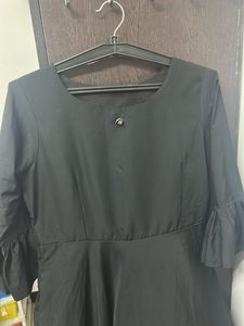 Black Dress with Ruffle Sleeves