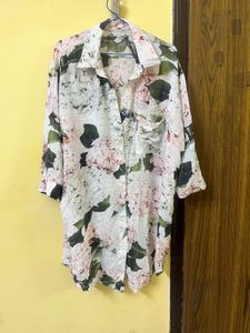 Floral Print Oversized Shirt