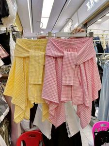 Pink Korean Cheque Style Gingham Skirt In 2 Colour
