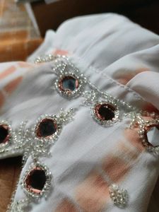 White Mirror Worked Kurta