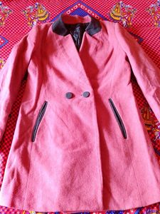 Vintage Pink Colour Long Coat For Women