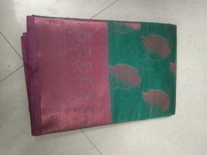 Green &amp; Pink Silk Saree