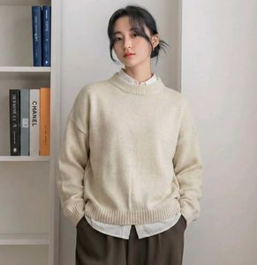Beige Knit Mock Neck Sweater