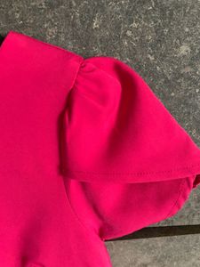 SHEIN Hot Pink Ruffle Hem Dress