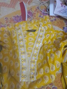Yellow Printed Kurta Set