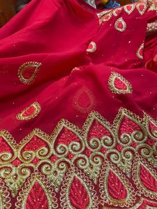 Red Embroidered Saree
