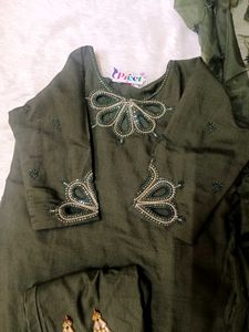 Elegant Olive Green Embellished Suit