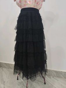 Tulle Layered Tiered Midi Skirt