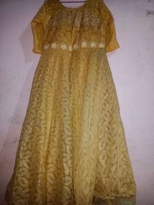 Elegant Gold Anarkali Gown