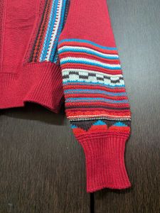 Zara Red Patterned Knit Jacket