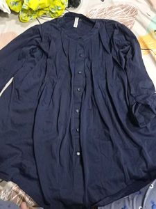 Navy Button-Down Top