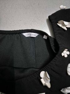 Black Top With White Flowers