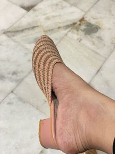 Peach-Gold Ballerina Flats