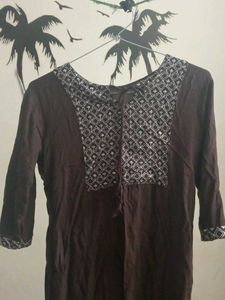 Brown Tunic with Silver Embroidery