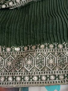 Elegant Olive Green Embroidered Dress