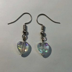 Handmade Clear Heart Earrings