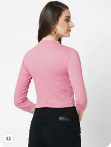 Pink Ribbed Crop Top