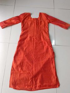 Orange Silk Kurta From Pantaloons