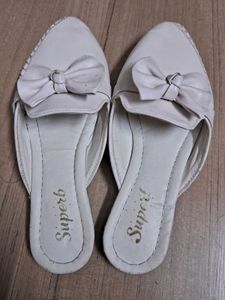 White Flat Slippers