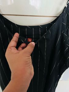 Black Cotton Blend Kurta Sleeveless