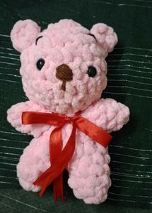 Crochet Pink Plush Teddy Bear