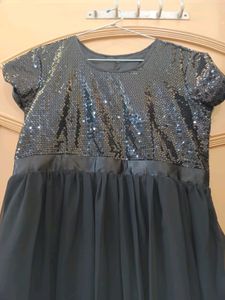 Wome Black Sequence Work Gown Maxi Dress