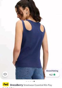 New Dressberry Cut Out Ribbed Top, M