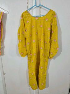 Yellow Printed Kurta Set