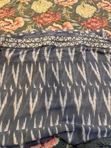 Grey georgette Saree with satin blouse