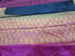 Elegant Navy Blue Silk Saree