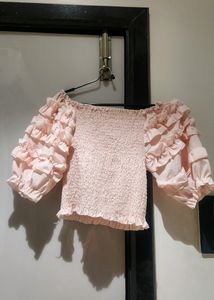 Pink Off Shoulder Ruffle Top