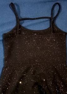 Jet Black Glittery Sleeveless Dress