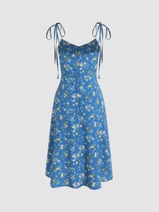 floral printed blue summer dress