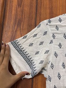 Jaipuri Printed White Kurti