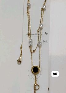 Gold Tone Pearl Layered Necklace Anti Tarnish