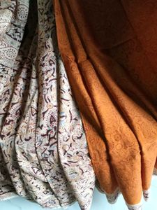 GentlyUsed Block Print KhadiCotton Half&amp;Half Saree
