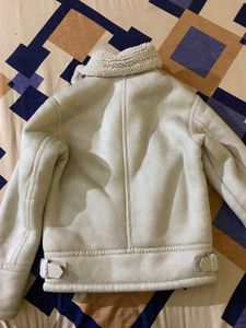 Zara Man&#39;s White Faux Shearling Jacket