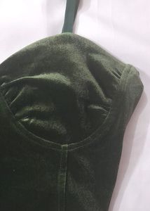 Green Velvet Bralette Top