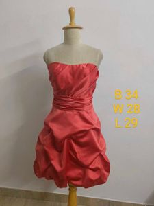 Coral Strapless Mini Dress