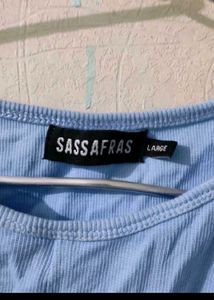 SASSAFRAS Blue Knotted Crop Top