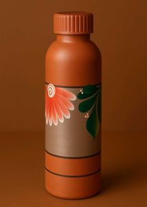 Hand-Painted Terracotta Water Bottle