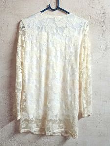 NEW Beautiful Partywear Lace Top Layered Cream