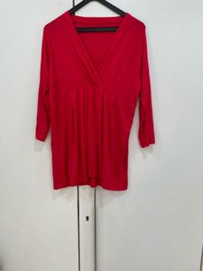 🤩 Thrift Alert: Draped Diva Crimson Top! 🇮🇳