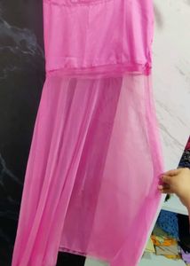 Pink Maxi Dress with Thigh Slit