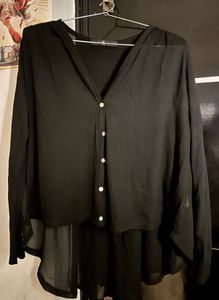 Black Mesh flowy shirt