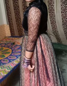 Lace Net &amp; Velvet Anarkali