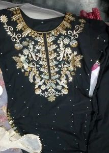 Elegant Black &amp; Gold Embellished Suit