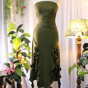 Olive Green Ruffle Dress